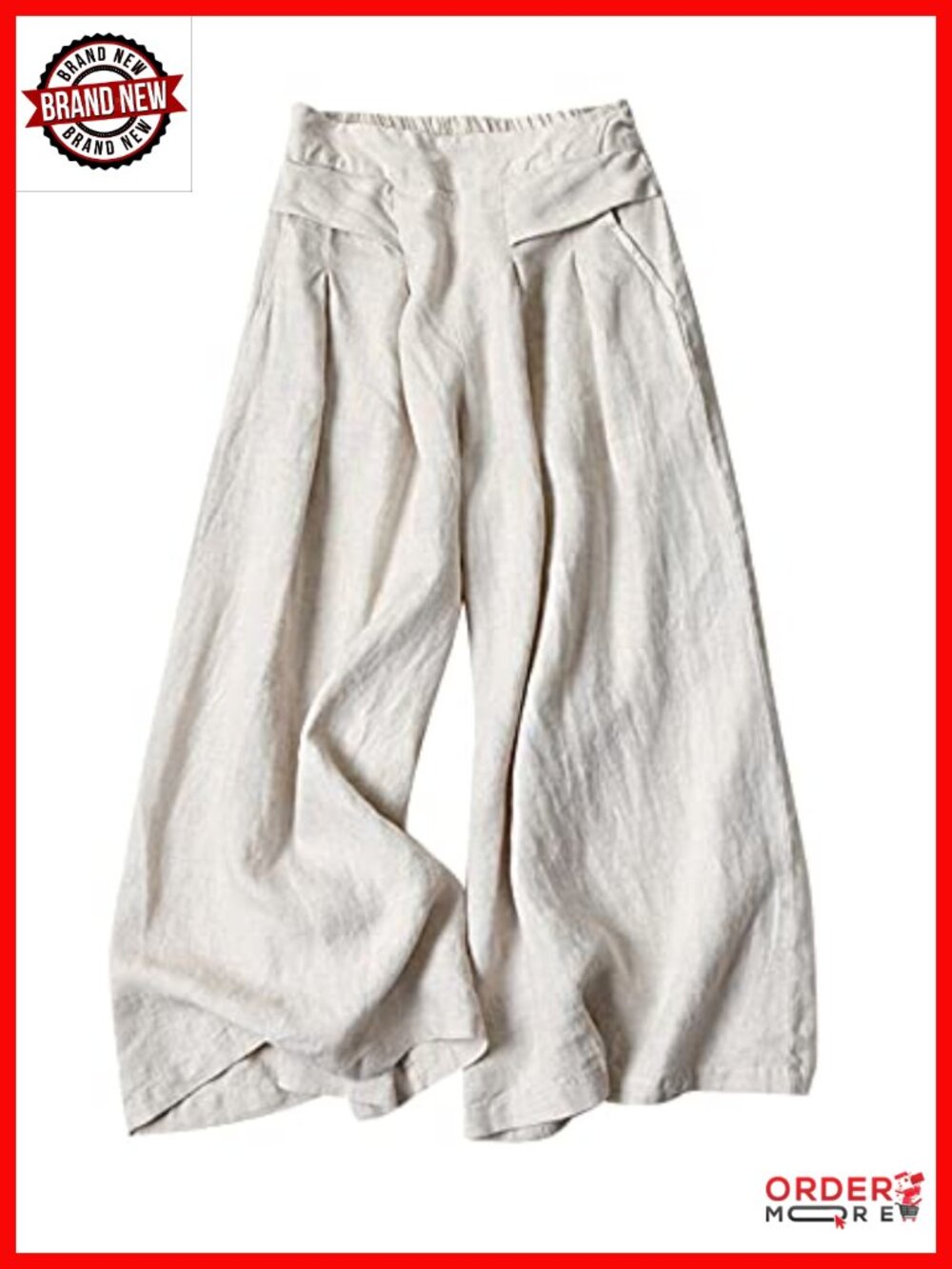 Linen Wide Leg Cropped Palazzo Culottes Pants